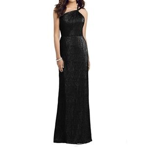 Dessy‎ Collection One Shoulder Metallic Textured Dress in Black